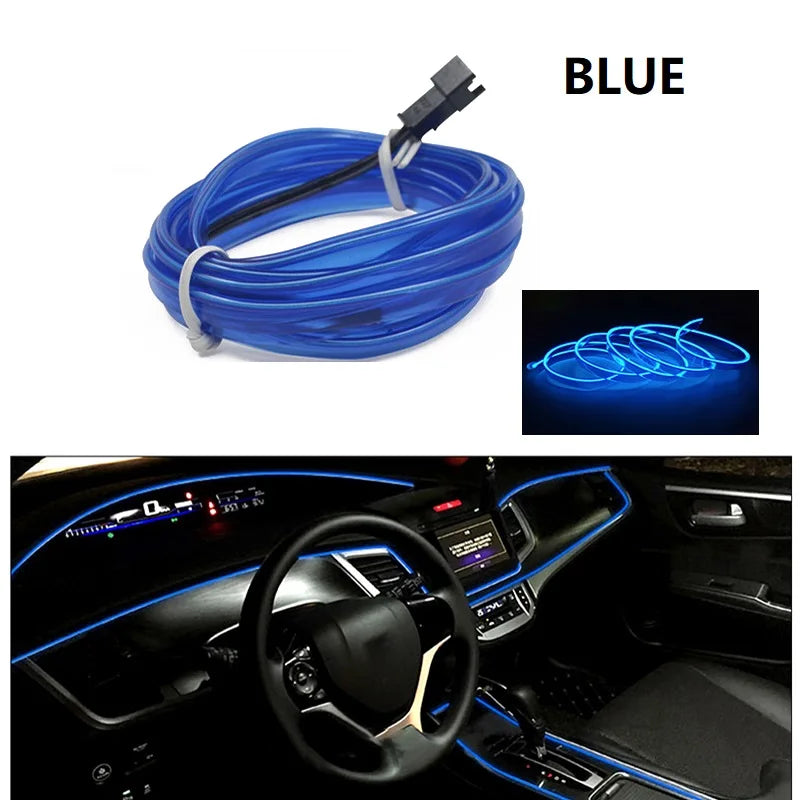 10M/1M/3M/5M Car Interior Led Decorative Lamp Wiring Neon Strip For Auto DIY Flexible Ambient Light USB Party Atmosphere Diode