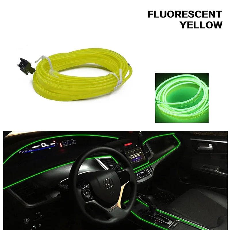 10M/1M/3M/5M Car Interior Led Decorative Lamp Wiring Neon Strip For Auto DIY Flexible Ambient Light USB Party Atmosphere Diode