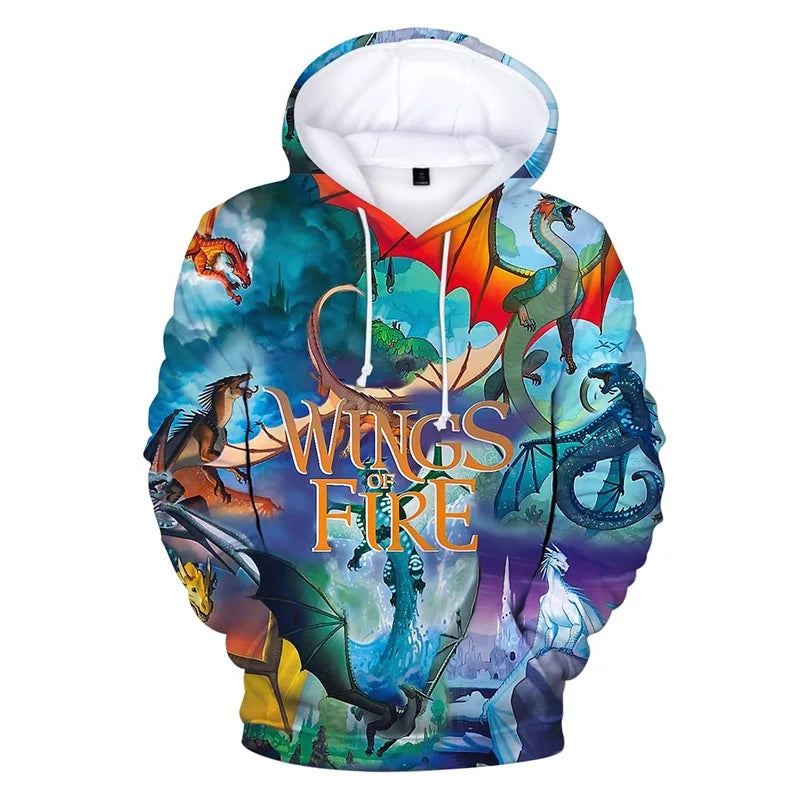 Wings Of Fire Dragon Graphic Hoodies For Men 3D Print Novelty Pullover Sweatshirts Casual Oversized Men Hoodie Streetwear