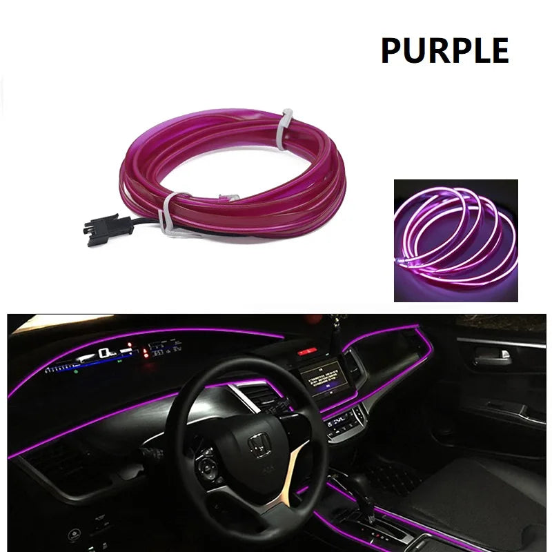 10M/1M/3M/5M Car Interior Led Decorative Lamp Wiring Neon Strip For Auto DIY Flexible Ambient Light USB Party Atmosphere Diode