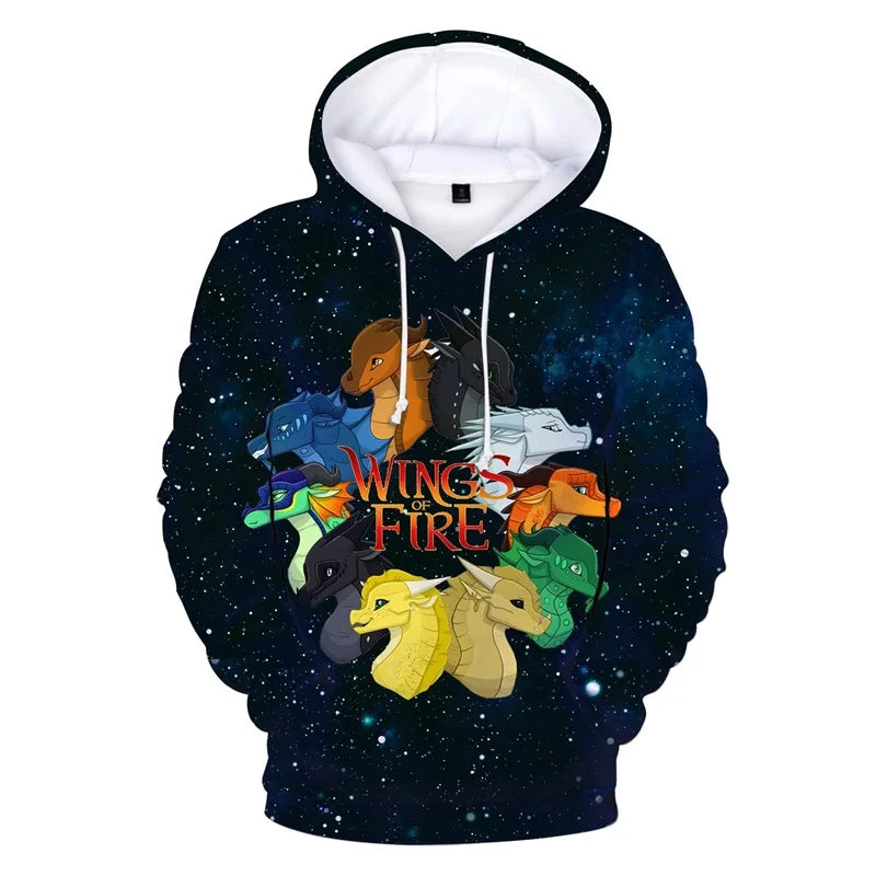 Wings Of Fire Dragon Graphic Hoodies For Men 3D Print Novelty Pullover Sweatshirts Casual Oversized Men Hoodie Streetwear