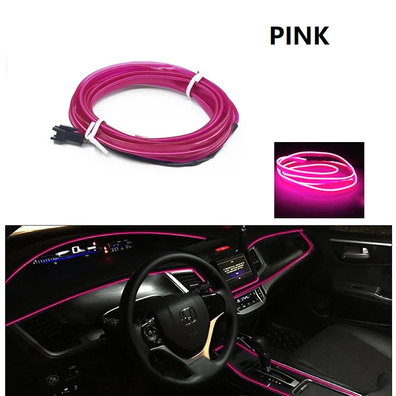 10M/1M/3M/5M Car Interior Led Decorative Lamp Wiring Neon Strip For Auto DIY Flexible Ambient Light USB Party Atmosphere Diode