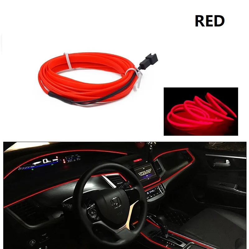 10M/1M/3M/5M Car Interior Led Decorative Lamp Wiring Neon Strip For Auto DIY Flexible Ambient Light USB Party Atmosphere Diode