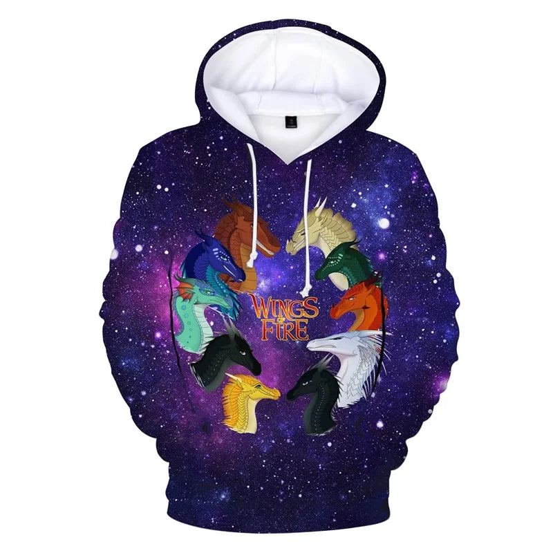 Wings Of Fire Dragon Graphic Hoodies For Men 3D Print Novelty Pullover Sweatshirts Casual Oversized Men Hoodie Streetwear