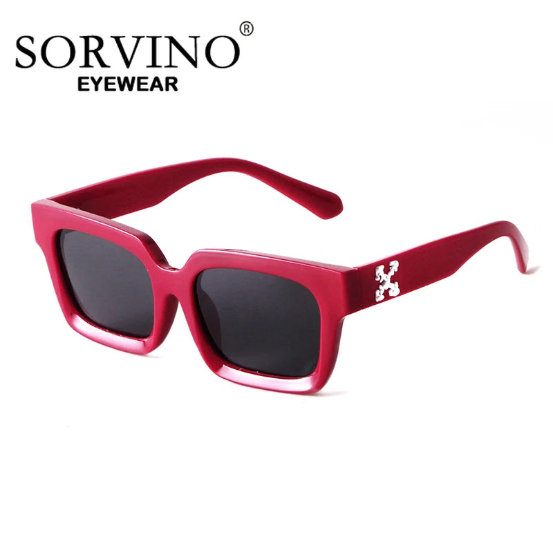 SORVINO Fashion Square Sunglasses Women Shades UV400 Leopard Brown Punk Men Colorful Sun Glasses Anti-blue Light Flat Glasses