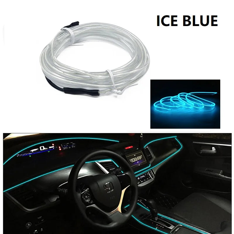 10M/1M/3M/5M Car Interior Led Decorative Lamp Wiring Neon Strip For Auto DIY Flexible Ambient Light USB Party Atmosphere Diode