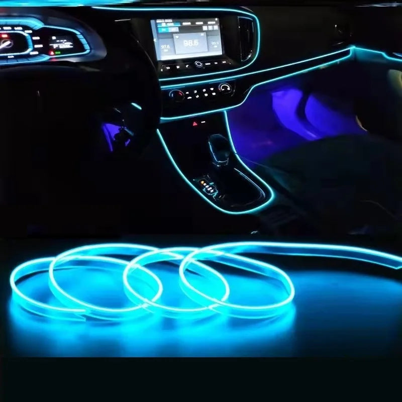 10M/1M/3M/5M Car Interior Led Decorative Lamp Wiring Neon Strip For Auto DIY Flexible Ambient Light USB Party Atmosphere Diode