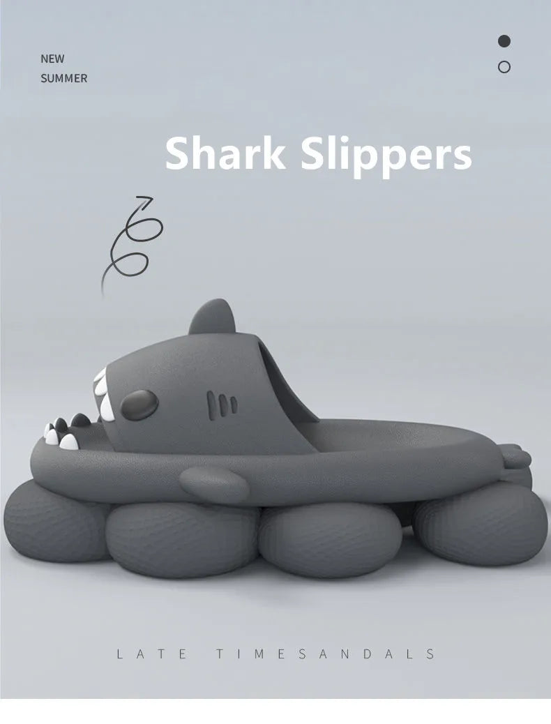 Summer Women Shark Slides Couple Beach Sea Flip Flops Cute Kids Shark Slippers Non-slip Men Indoor Outdoor Sandals